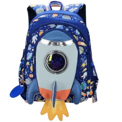 Cots and Cuddles 3D Rocket Design Kids Backpack | School Bag for Boys & Girls Age 3–6 Years | Lightweight, Spacious & Adjustable Straps | Preschool & Nursery Bag 36cm (Blue Rocket)