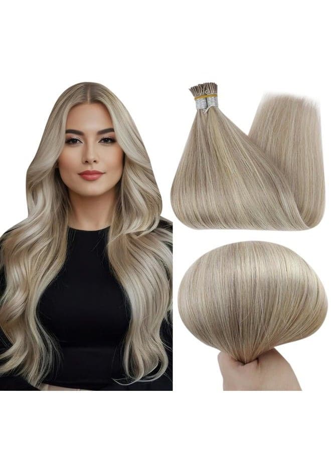 I Tip Hair Extensions Human Hair 18 Inch Ash Blonde Highlights Bleach Blonde ITip Human Hair Extensions Fusion Extensions Real Human Hair 50g 50s