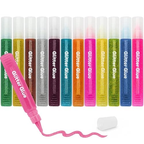 Glitter Glue Pens 12 Pack Arts Crafts Glitter Pen Washable NonToxic Glitter Glue Pens for Christmas Stockings Decorating Supplies 105 ML By Enday