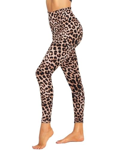 ZOOSIXX High Waisted Leggings for Women - Tummy Control Soft Cheetah Printed Pants with Camo, Leopard Pants for Workout Skating Yoga Tights Compression Workout Gym Fashion Fitness Clothing Fold Over