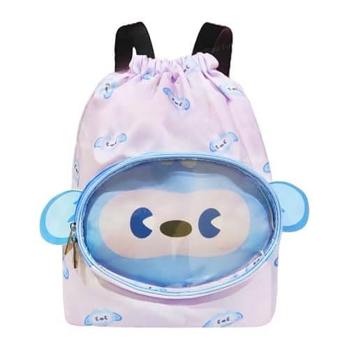 FunBlast Drawstring Bag for Kids – Mini Travel Hand Bag for Small Kid, Small Size Waterproof Picnic Drawstring Bags for Children 3 to 8 Years, Summer Beach Preschool Tuition Bags – 36 x 30 x 10 cm (A)