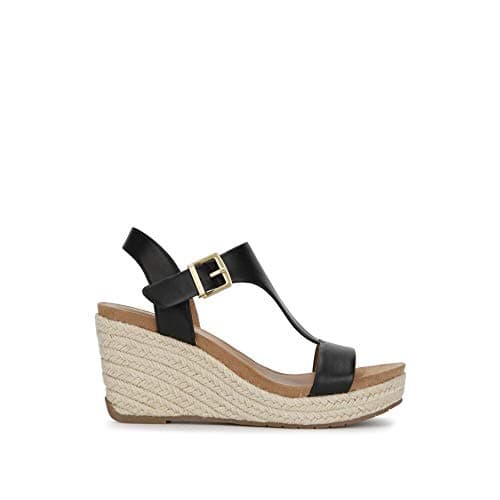 Kenneth cole REACTION Women's Card Wedge Sandal, Black, 9 M US