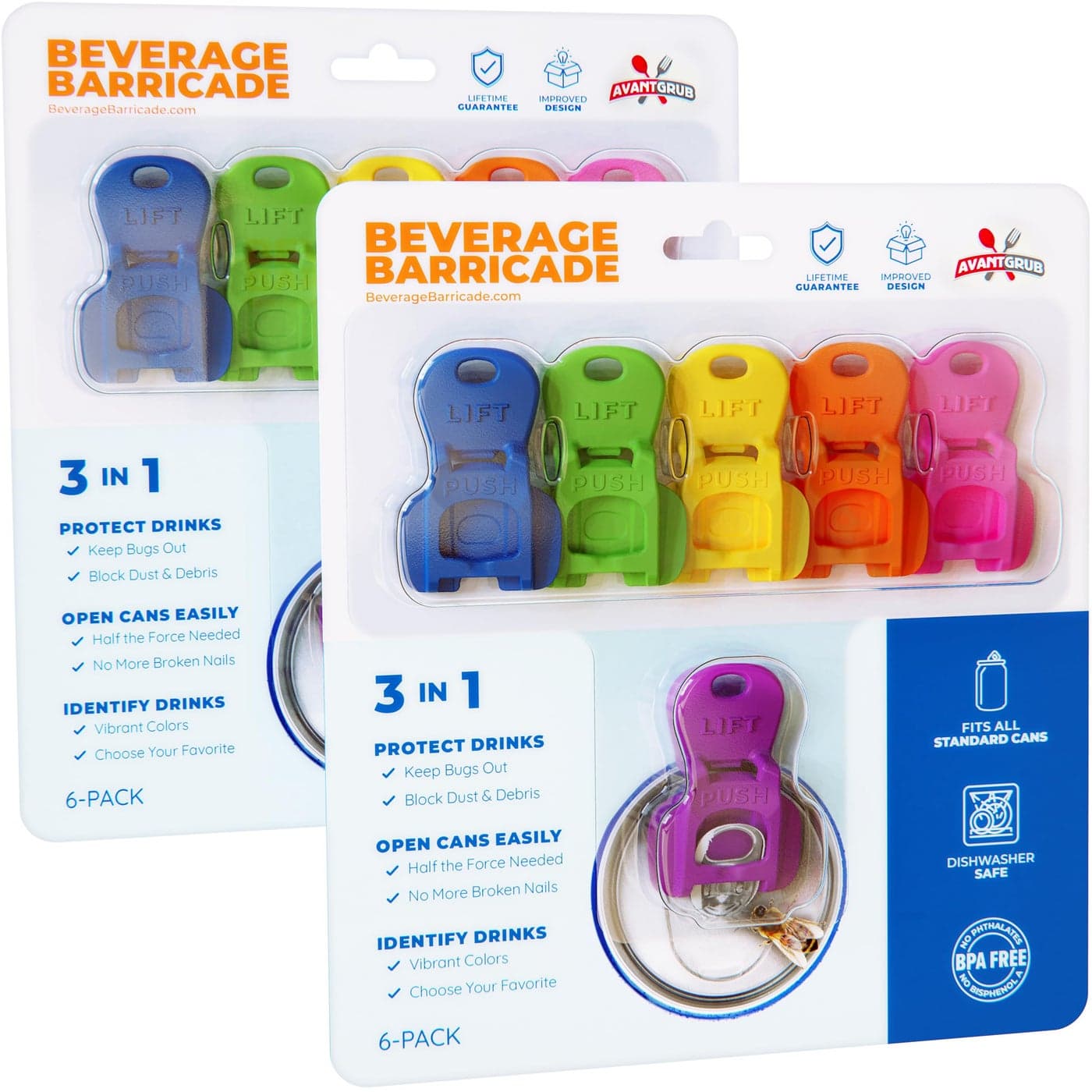 Complete Cover Easy Tab Opener New and Improved 12PK Beverage Barricade 2.0 by Avant Grub. Colorful Drink Can Protector Cap for Soda, Beer, Coke Shields From Bugs, Bees, Dust at the Party, BBQ, Beach