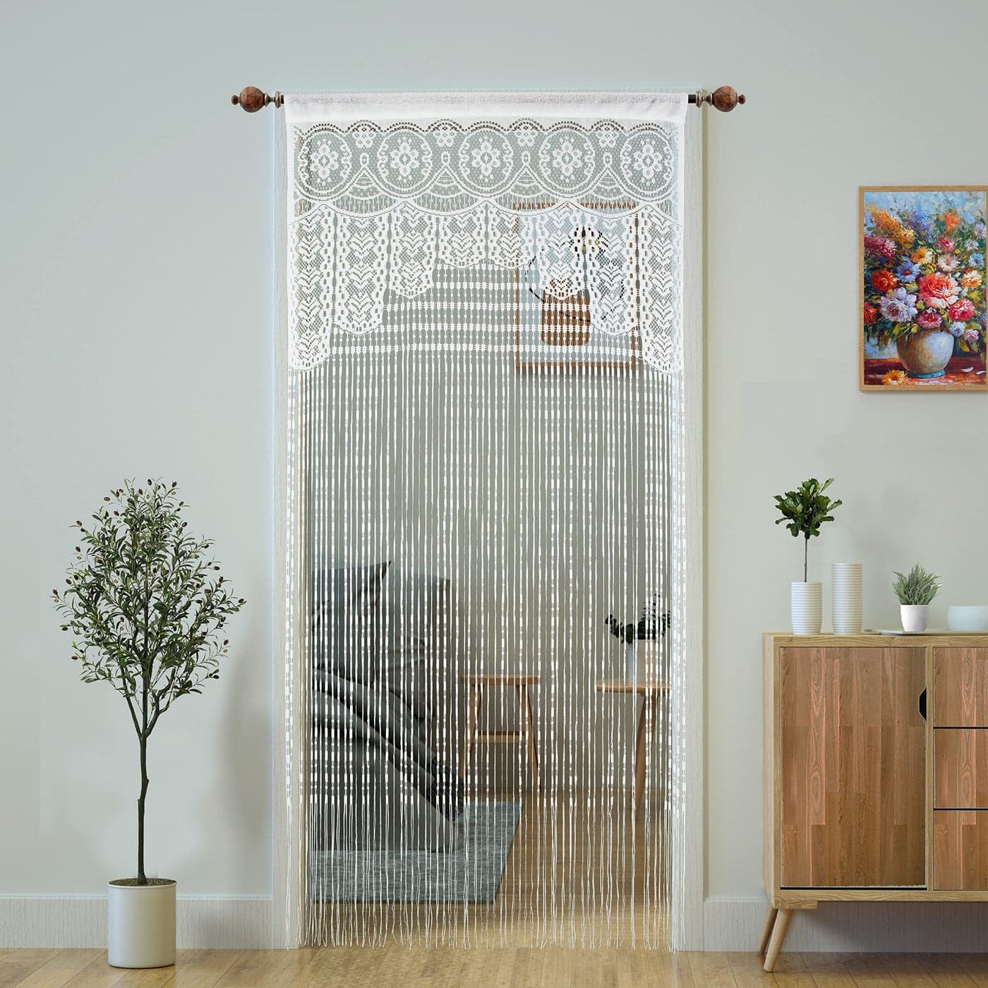 2 Pcs Macrame Lace Door String Curtain for DoorwaysRoom Divider Doorway Hippie Window Panel Room Divider Wall Closet Curtains for Bedroom Closet Door Drapes Decorations 3579in90200cmWhite
