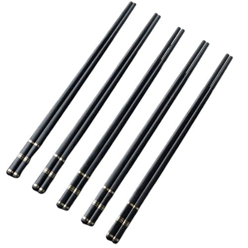 Mclear Chopsticks Fiberglass Reusable Non-Slip for Sushi, Noodles, Fast Food Chopsticks Dishwasher Safe Lightweight Easy to Use Chop Stick Utensils, Black (5 Pairs)