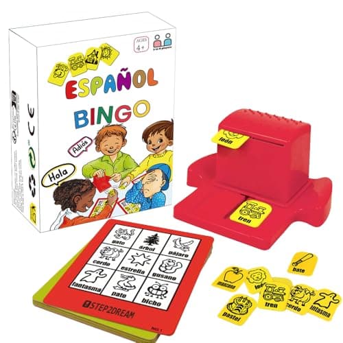 Magictodoor Spanish Vocabulary Bingo for Kids Educational Learning with Sight Words Boosts Language and Matching Skills Ideal for Classroom and Home Use Spanish Board Game