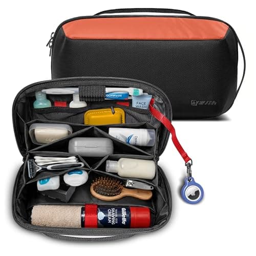 AirCase Multipurpose Toiletry Bag Pouch for Men & Women,Travel Organizer Pouch for Shaving & Makeup Kit, Cosmetic Accessories & Gadgets|10 Compartments,Premium 1680D Polyester, Water-Resistant(Orange)