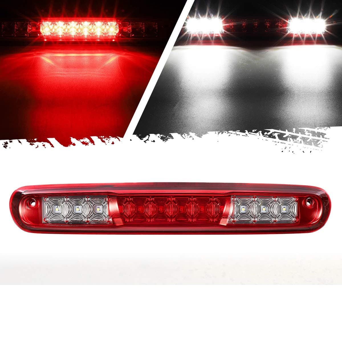 Partsam High Mount Stop Light Led Third 3rd Brake Light Replacement for Silverado and Sierra 1500 2500 HD 3500 HD 2007 to 2013 Rear Cab Roof Center Mount Stop Brake Tail Light Cargo Lamp Red Lens