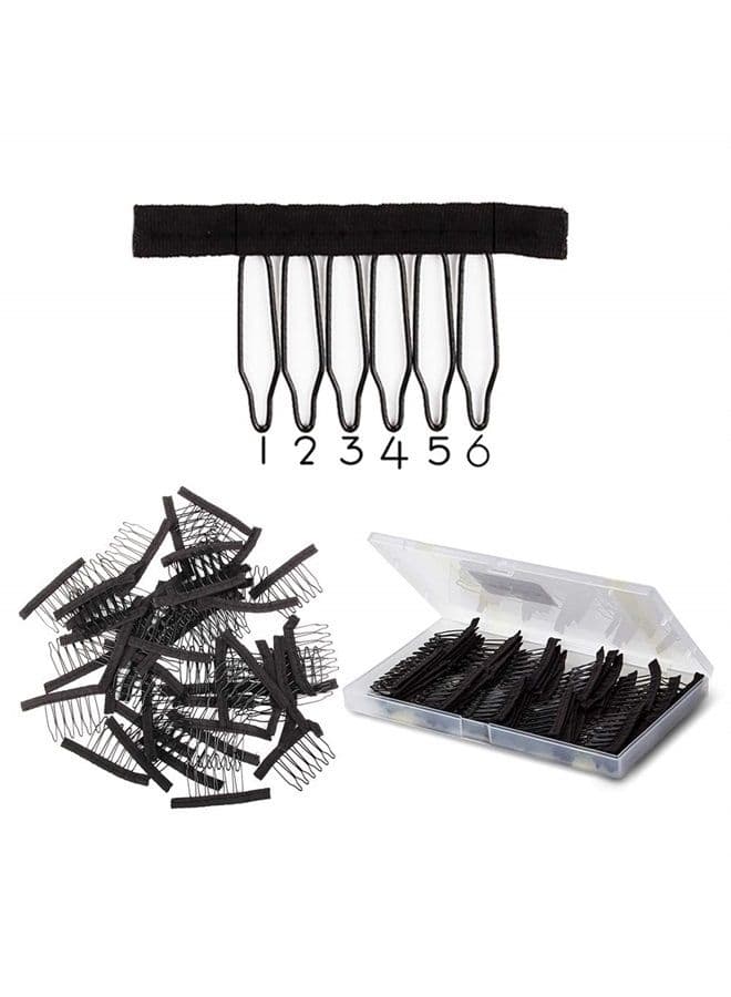 Wig Combs 60 Pcs Black Big Stainless Steel Wig Combs for Making Wigs Metal Wig Clips for Wig Caps Diy