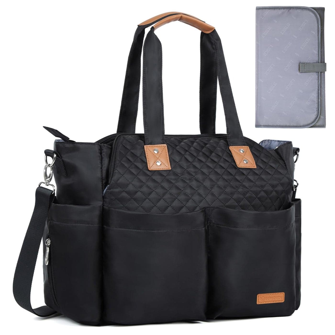 Lekebaby Diaper Bag Tote Large Diaper Bags WaterproofLarge Mommy Bag for Hospital Baby Bags for Mom Travel Diaper Tote Messenger Purse Quilted Black