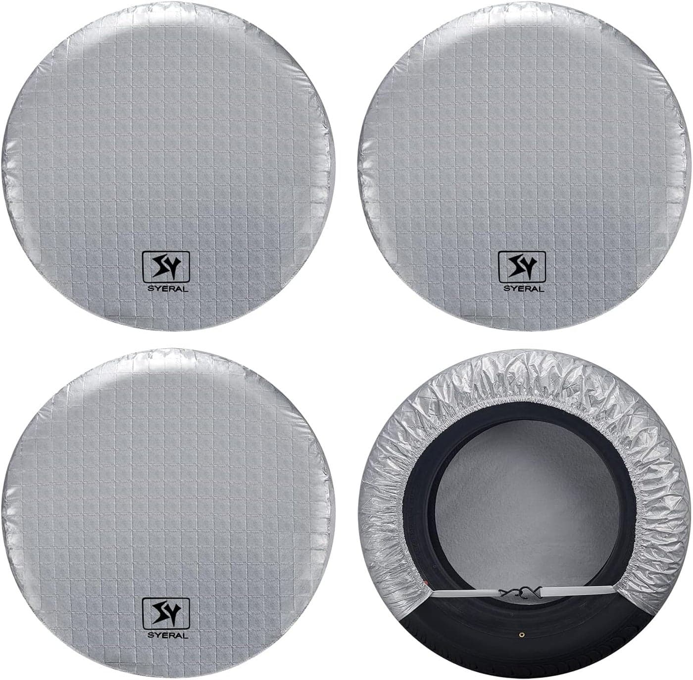 SYERAL Waterproof Spare Tire Cover for Trailer, Camper, RV, Truck, SUV (S(25''-27''), Silver)