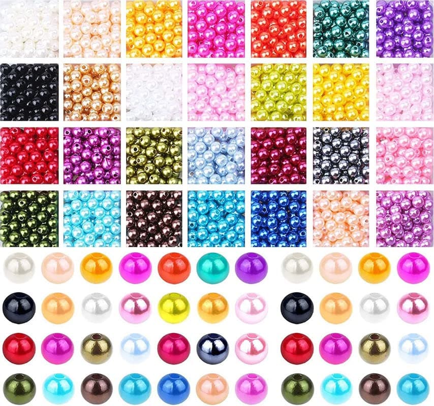 DIY Crafts 200 Pcs, Mix Sizes, Pearl Bead, Multicolor Pearls Beads Loose Pearls with Holes for Jewelry Making, Small Pearl Filler Beads for Crafting Bracelet Necklace Earri (200 Pcs, Mix Sizes)