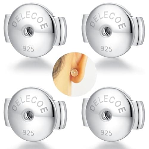 2 Paris Sterling Silver Locking Earring Backs Replacements for Diamond Studs 925 Silver Screw Earring Backs Secure Hypoallergenic Secure Earring Backs No Fading Comfort Earring Backs Silver
