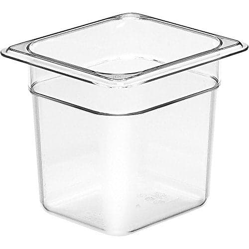 Cambro Camwear Food Pan, Plastic, 1/6 Size, 6'' Deep, Polycarbonate, Clear, NSF (6 Pieces/Unit), Pack of 6