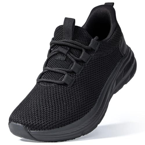 KOLILI Wide Toe Box Walking Shoes Women Hands Free Non Slip Work Shoes Tennis Athletics Gym Sports Sneakers All Black 6 US/37 EU