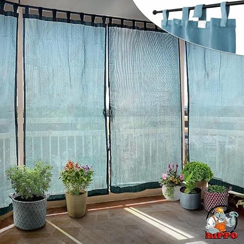 HIPPO 150 GSM Outdoor Sun Blocking Balcony Loop Curtains Sun & UV Protection, Light Filtering 4.5FTX4.5FT Window Curtain (Cool-Blue)
