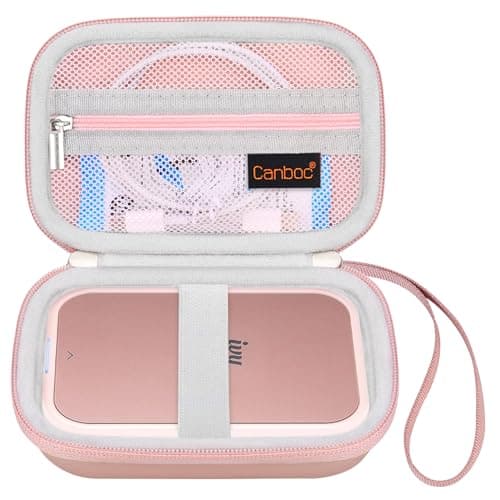 Canboc Hard Case for Canon Ivy 2 1 CLIQ+2 CLIQ 2 Mini Photo Printer Mobile Wireless Bluetooth Instant Camera Printer, Mesh Bag fit Photo Paper Cable, Rose Gold+Rose Gold