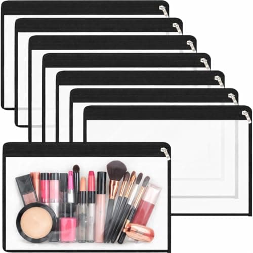 RAAHII 5 Piece Multipurpose Zip Lock Pouch for Jewellery, Makeup, Travel,Stationery and Storage – Transparent Zipper Organizer Bags for Women, Cosmetics & Accessories (5, Black)