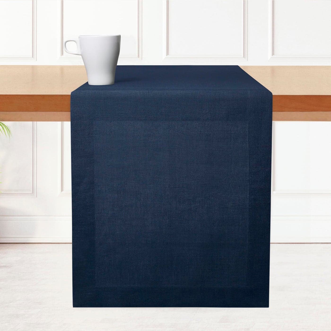 DMoksha Homes Linen Table Runner 14 x 36 Inch 100 Pure Linen Navy Blue Table Runner Machine Washable Farmhouse Table Runner for 4th of July