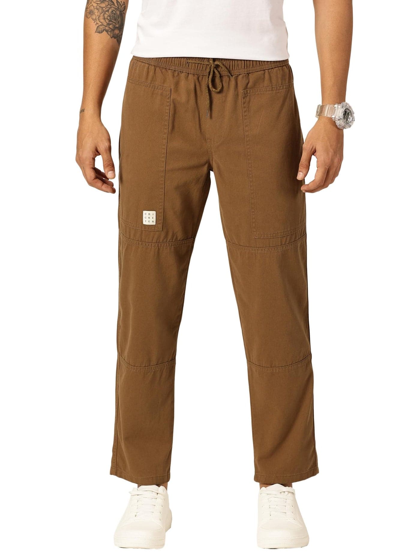 Thomas Scott Men's Relaxed Fit Pure Cotton Trousers Dark Khaki