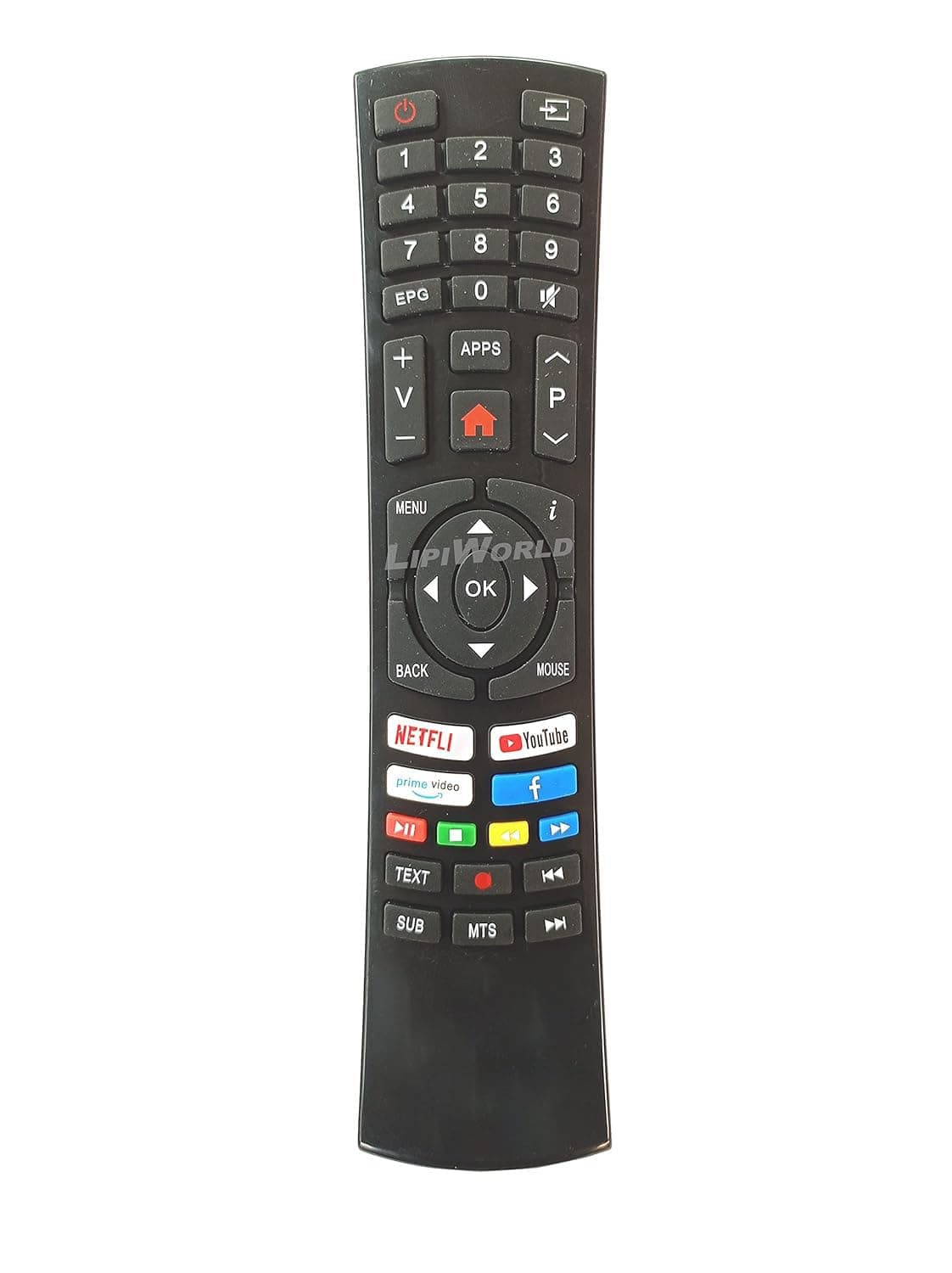 LipiWorld® Led LCD Smart TV Remote Control (Suitable for Impex Led Tv Remote) with YouTube Prime Video Netflix Function Compatible for Impex Tv Remote