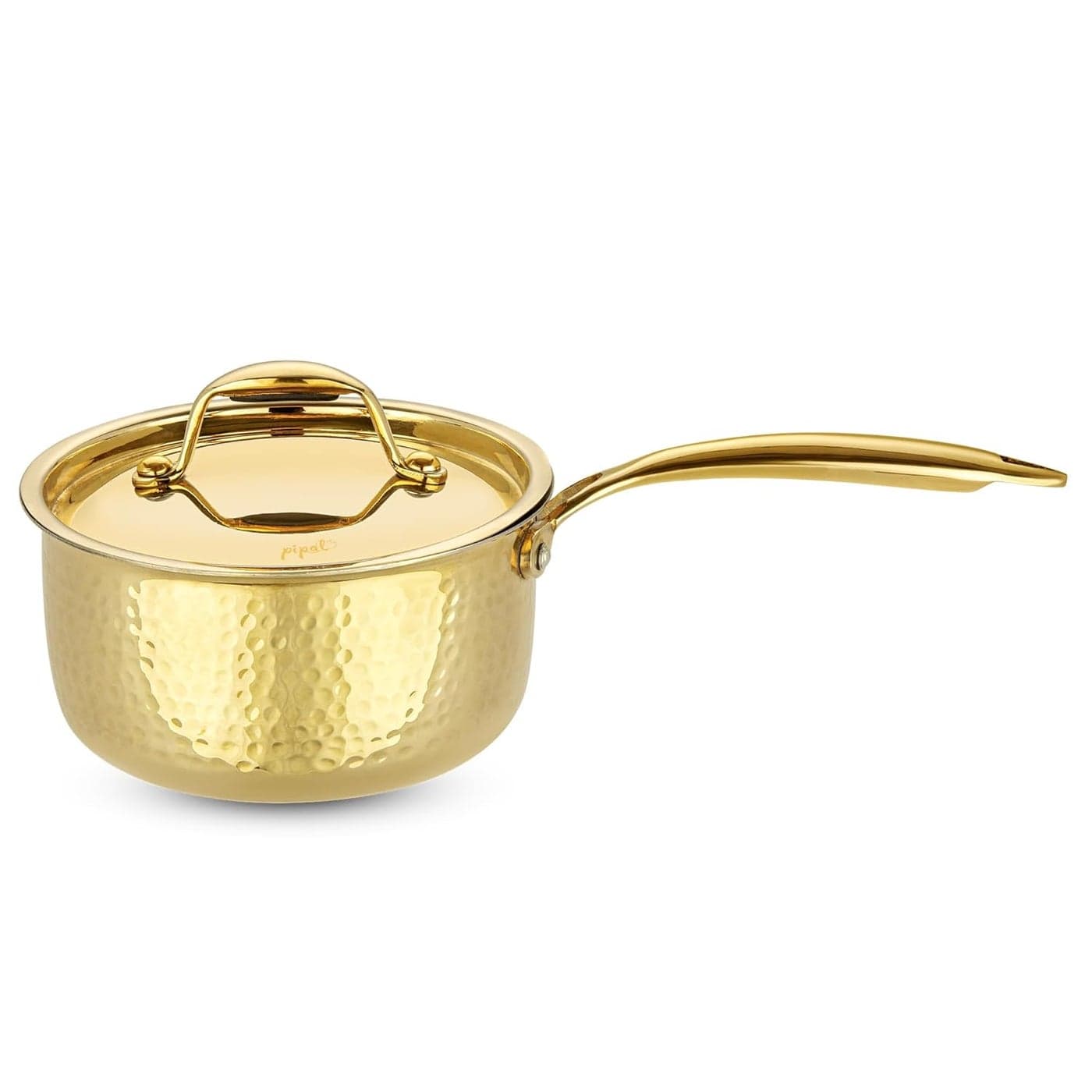 Pipal Brass Saucepan 1500 ml Milk PanTea Pan with with Kalai Coating Brass Lid Brass Handle Golden Tin Coated 100 Pure Brass NonToxic Cookware
