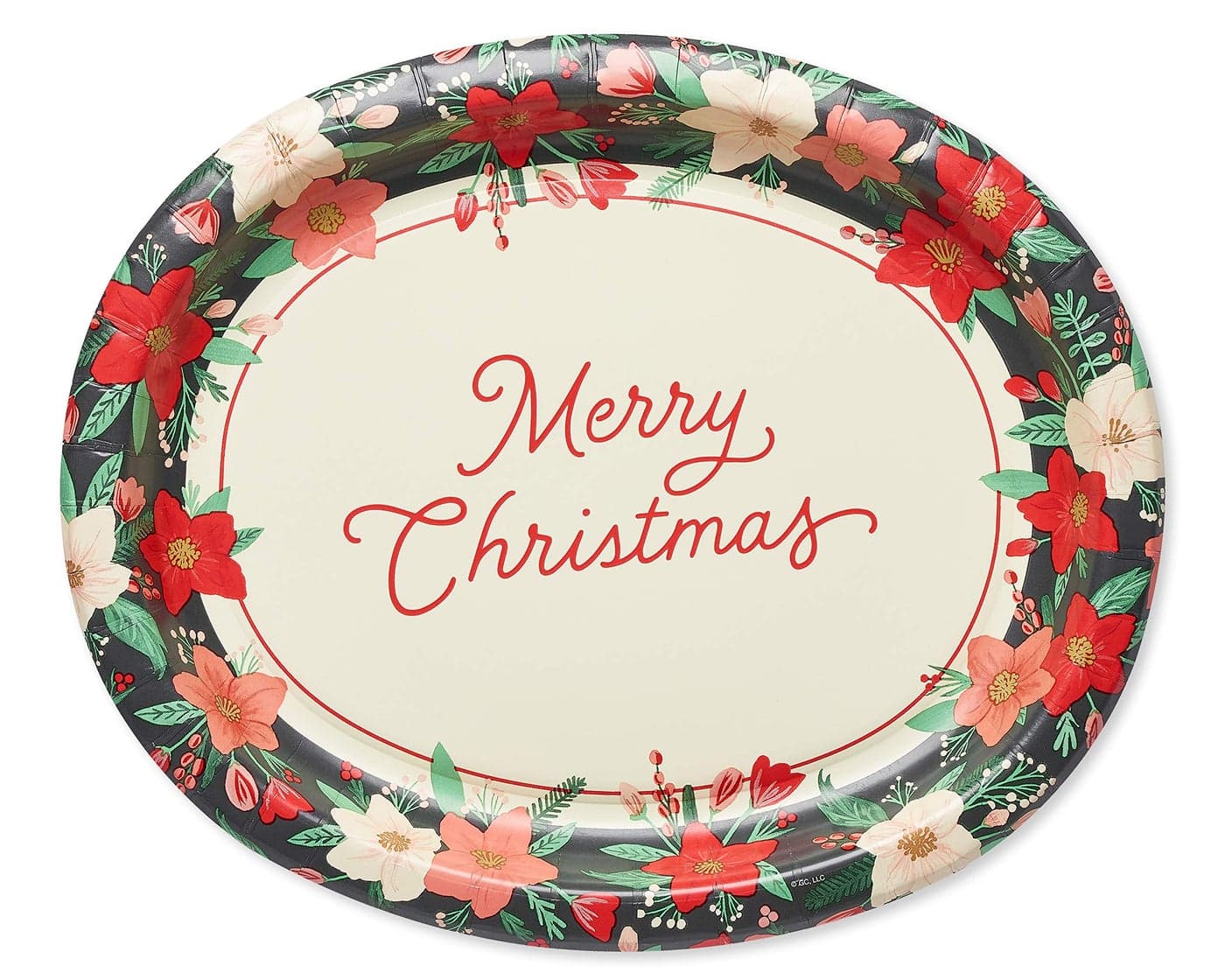 American Greetings 36Count 1225 in Paper Dinner Plates Winter Floral Christmas Party Supplies