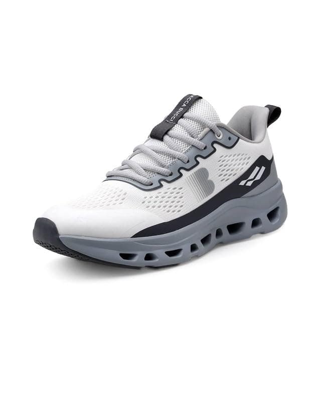 Bacca Bucci Balance Men’s Sports Sneakers | Ultra-Light Jacquard Running Shoes with Cushioned Rebound Sole Stone Grey UK 9