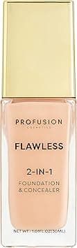 Profusion Cosmetics 2In1 Foundation and Concealer for Light Skin Tone Flawless Full Coverage and Matte Finish with Convenient Solution for Achieving Polished Look Rose Ivory