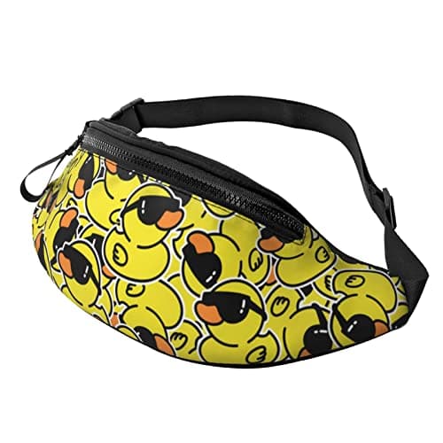 Funny Duck with Glasses Fanny Pack Crossbody Waist Bag Pack for Men Women Belt Bag for Travel Walking Running Hiking Fishing