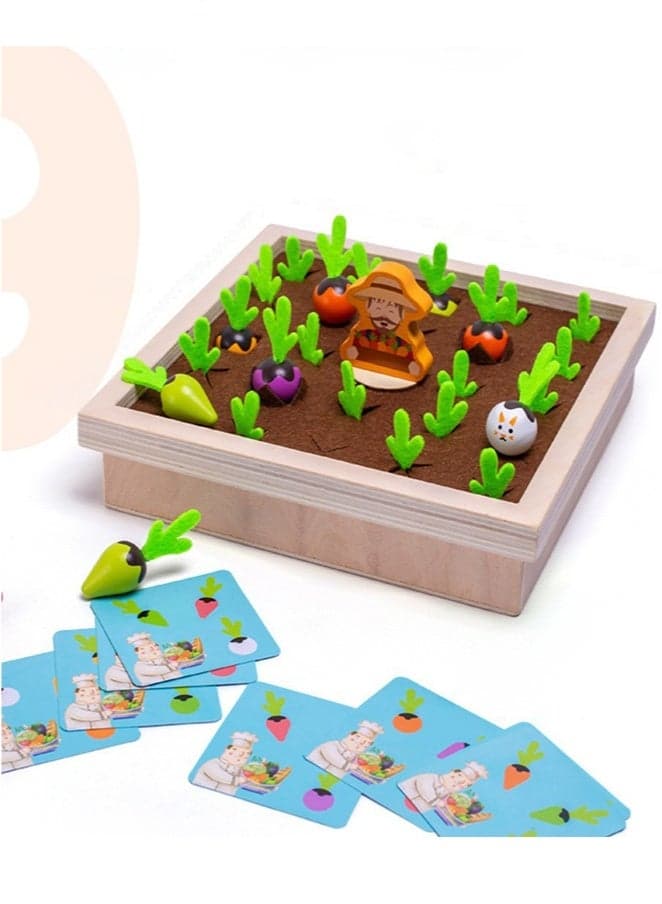 Montessori Wooden Carrot Harvest Game - Memory and Matching Educational Toy for Toddlers 2-4, Interactive Board Game for Kids, Perfect Gift for Boys u0026 Girls