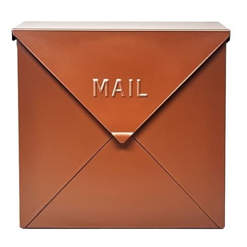 NACH Mailboxes for Outside Wall Mount, 10 x 10 x 4 inch Rustic Brown Mail Boxes for House Outside, Waterproof Mailboxes for Outside - Chicago Style Mail Box