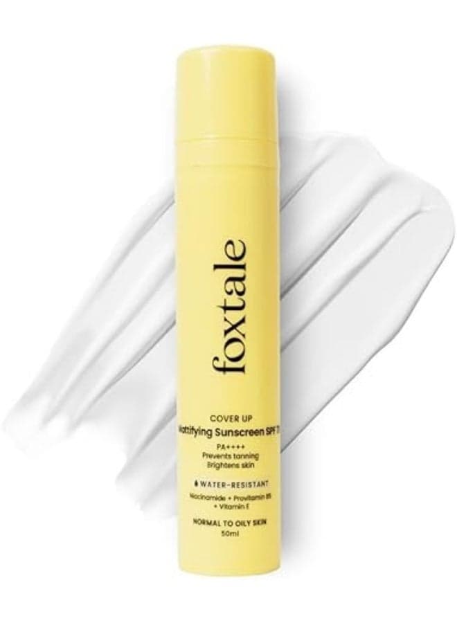 Foxtale Niacinamide Matte Sunscreen SPF 70+ PA++++ | No White Cast | Non Greasy | Prevents Tanning | UVA/UVB Protection | Lightweight | Men & Women | For Normal to Oily Skin | 50 ml