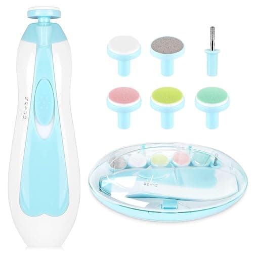 Baby Nail Trimmer Electric|Safe Baby Nail File|Baby Nail Clippers with Light and 6 Grinding Pads for Newborn Infant Toddler or Adults Toes and Fingernails|Kids Nail Care|Polish and Trim (Multi Colour)
