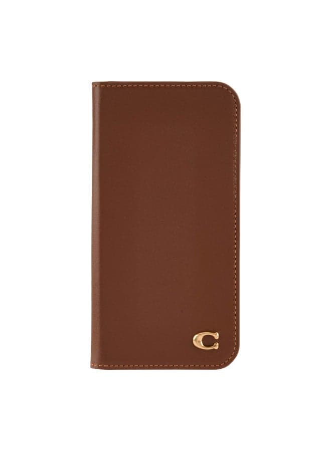 Coach Wallet Folio Case for Apple iPhone 16 Pro Max 6.9" 2024| 12-Ft Drop Protection, Genuine Italian Leather, Magnetic Snap Closure, 3x Card Slot + Cash, Detachable Case - Hazelnut