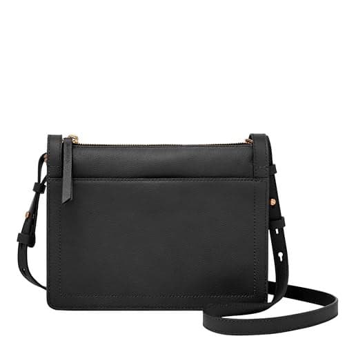 Fossil Women's Taryn Leather Crossbody Purse Handbag, Black (Model: ZB1894001)