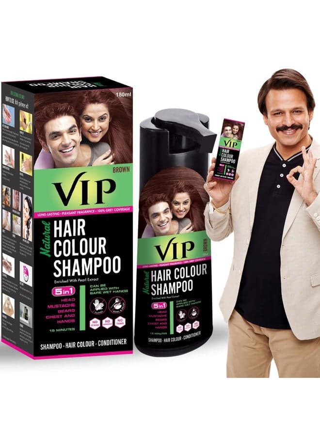 Original Natural Hair Color Shampoo Brown 180ml - Arabic