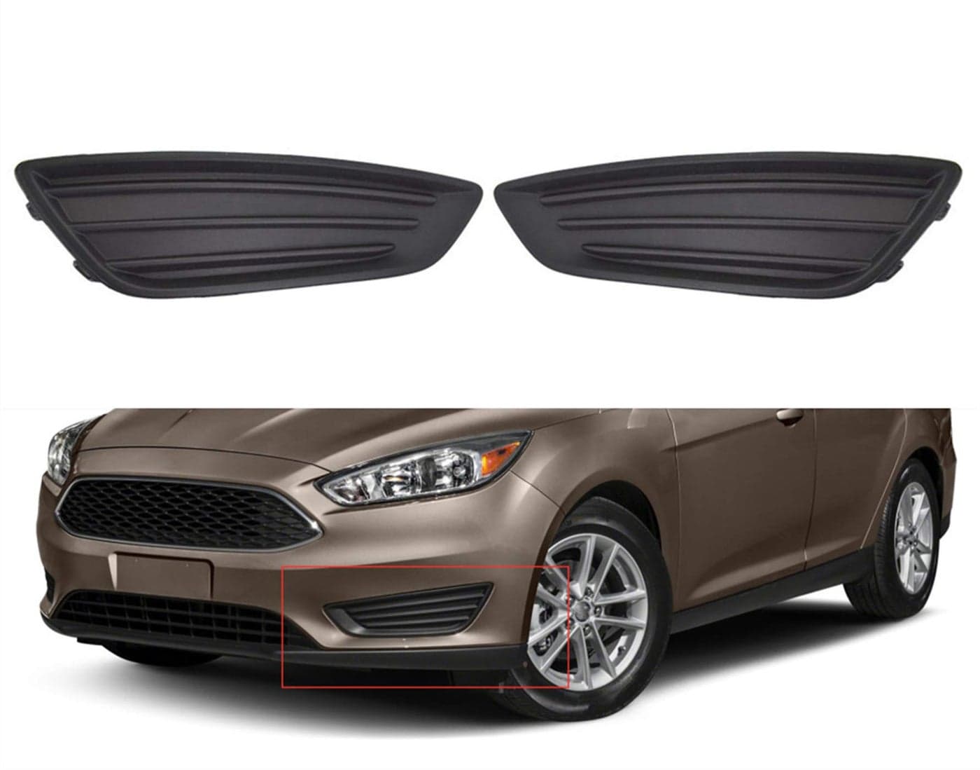 munirater 2pack Front Bumper Fog Light Cover Grilles Replacement for Focus SSE Models 20152018 Left and Right Side