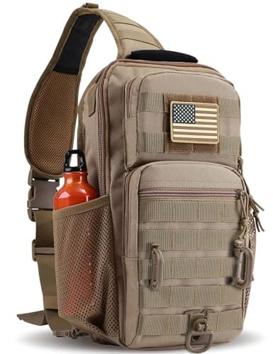 Rover Sling Pack Tactical Shoulder Sling Bag Backpack with Bottle Holder Crossbody Chest Bag Coyote