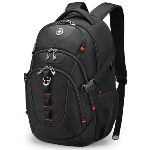 Swissdigital Design Laptop Backpack Travel Backpack with USB Charging Port Fits 156 inches Computer 31L College School Bookbag for Men Black SD80301