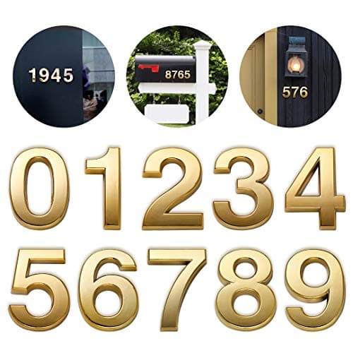 HopeWan Mailbox Numbers for Outside, 2 Inch Door Address Number Stickers for Apartment Room, Gold Shiny, 1 Set of 10 Pcs.