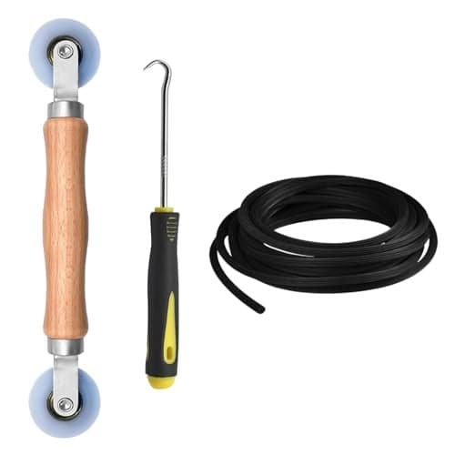 BAYTORY Window Screen Repair Kit, Nylon Roller Tool with Bearing, Spline Removal Hook and 32ft Retainer Spline Replacement for Installing Door Mesh Screens