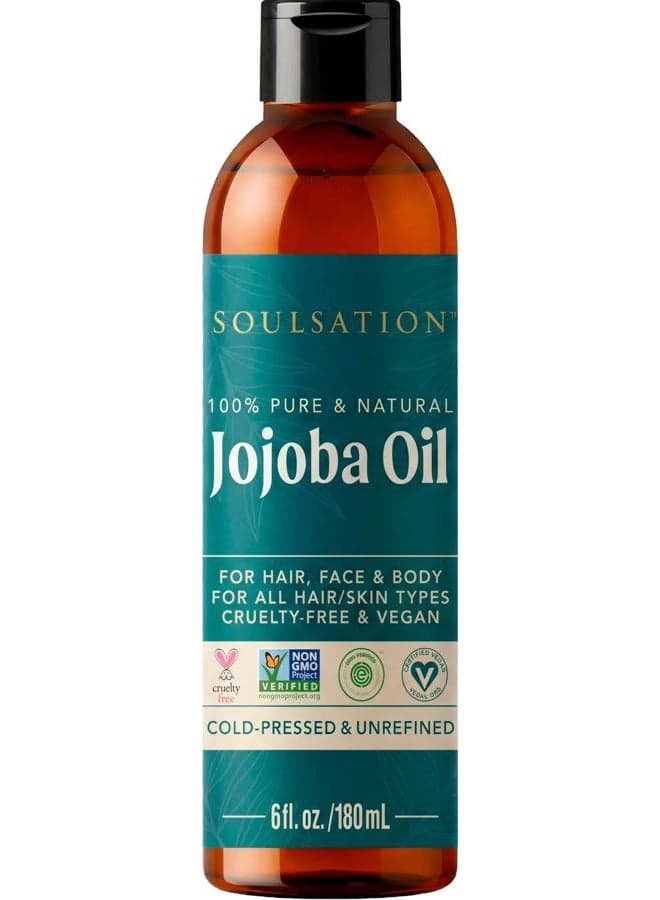 Cliganic SOULSATION Non-GMO Jojoba Oil for Skin, Hair & Face | 100% Pure, Natural Cold Pressed (6oz)