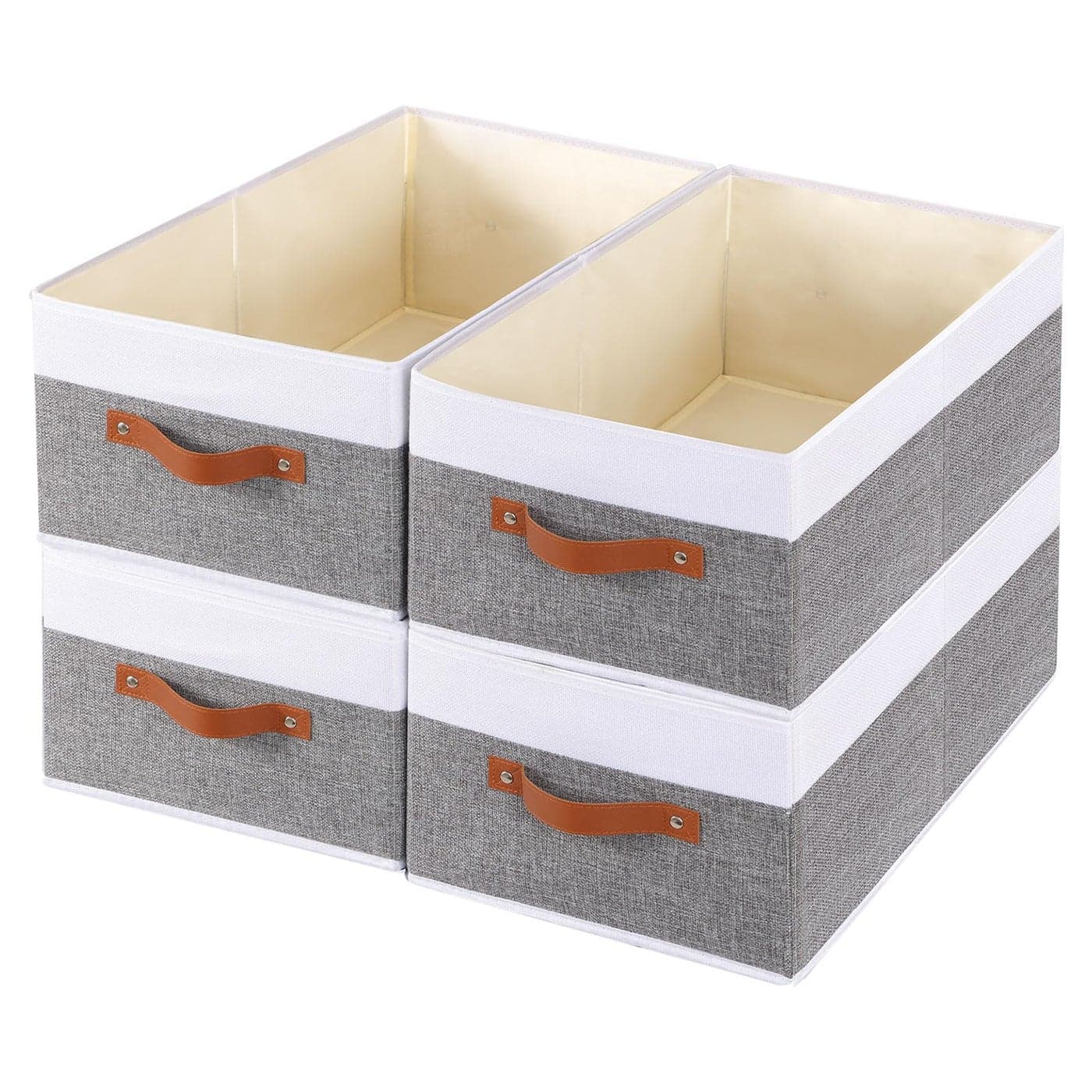 YheenLf Clothing Storage Bins Clothes Boxes with Handles Baskets for Organizing Fabric bins for Shelves 13 91 55 inch 4 Pack White and Grey