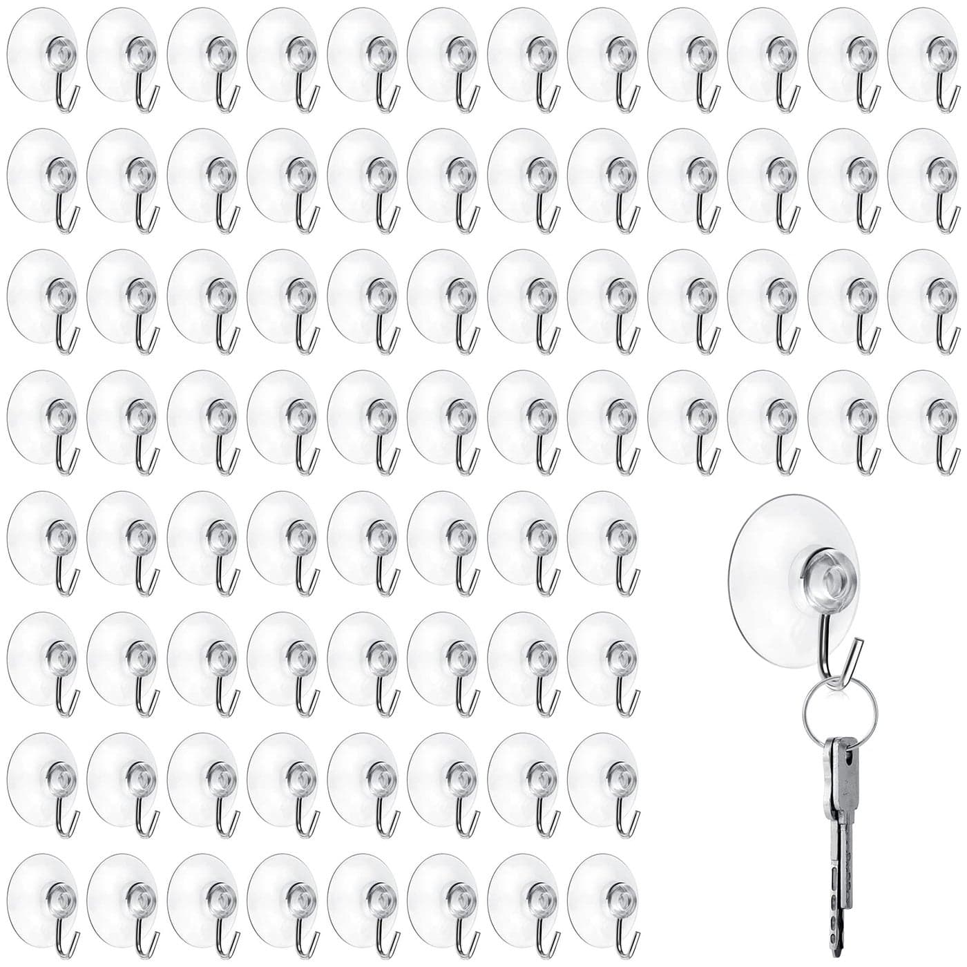 Mudder Suction Cup Hooks Wall Clear Suction Cups with Metal Hooks Window Hangers for Glass Wall Towel Hangers Supplies Bathroom Glass Kitchen Decorations3 lbs80 Pieces45 mm