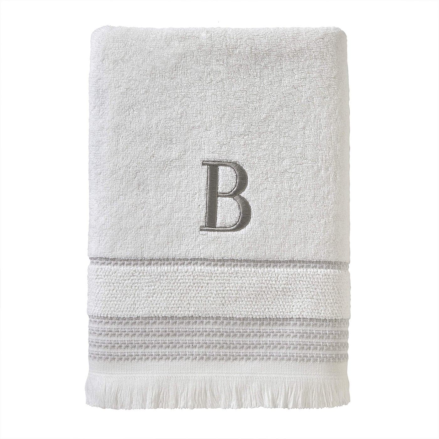 SKL Home Casual Monogram Bath Towel B 28x54 White