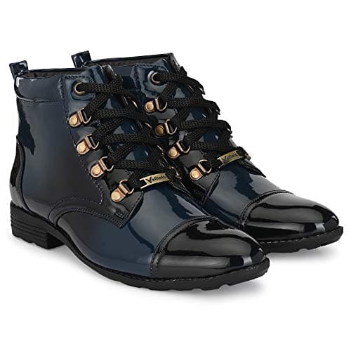 Vellinto Royal Look Casual Shoes for Men - Latest Patent Blue Leather Boots