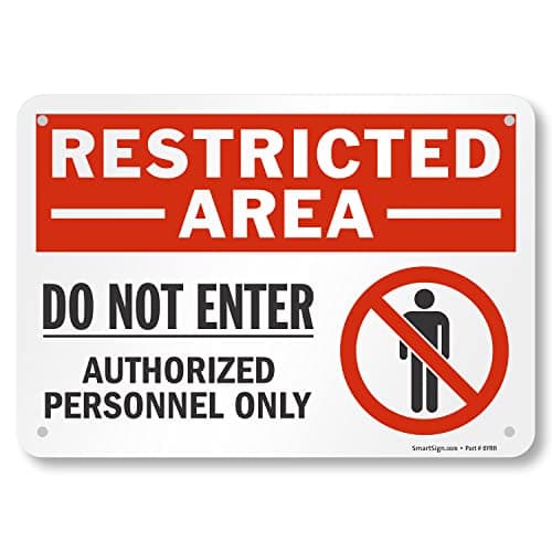 SmartSign 7 x 10 inch “Restricted Area - Do Not Enter, Authorized Personnel Only” Metal Sign with Symbol, 40 mil Laminated Rustproof Aluminum, Red, White and Black, Made in USA