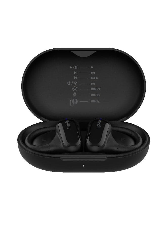 Belkin SoundForm ClearFit Open-Ear Wireless Earbuds, Lightweight Sports Earphones, Bluetooth Earbuds with Long-Lasting Comfort, IPX5-Rated Running Headphones for Workout, Hiking, Biking & More - Black Black