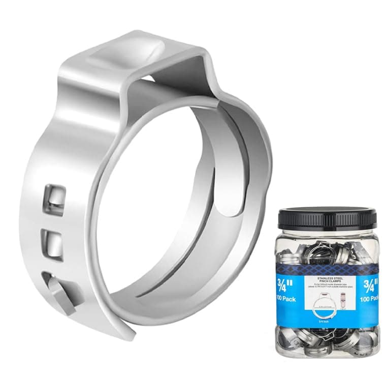 GUOFIS 100 Pack 3/4 Inch Pex Cinch Clamp Rings,Premium 304 Stainless Steel PEX Crimp Ring,Pex Fitting Clamps Pinch Ring for PEX Tubing Pipe Fittings Connection(CLAMP010-100Pack)